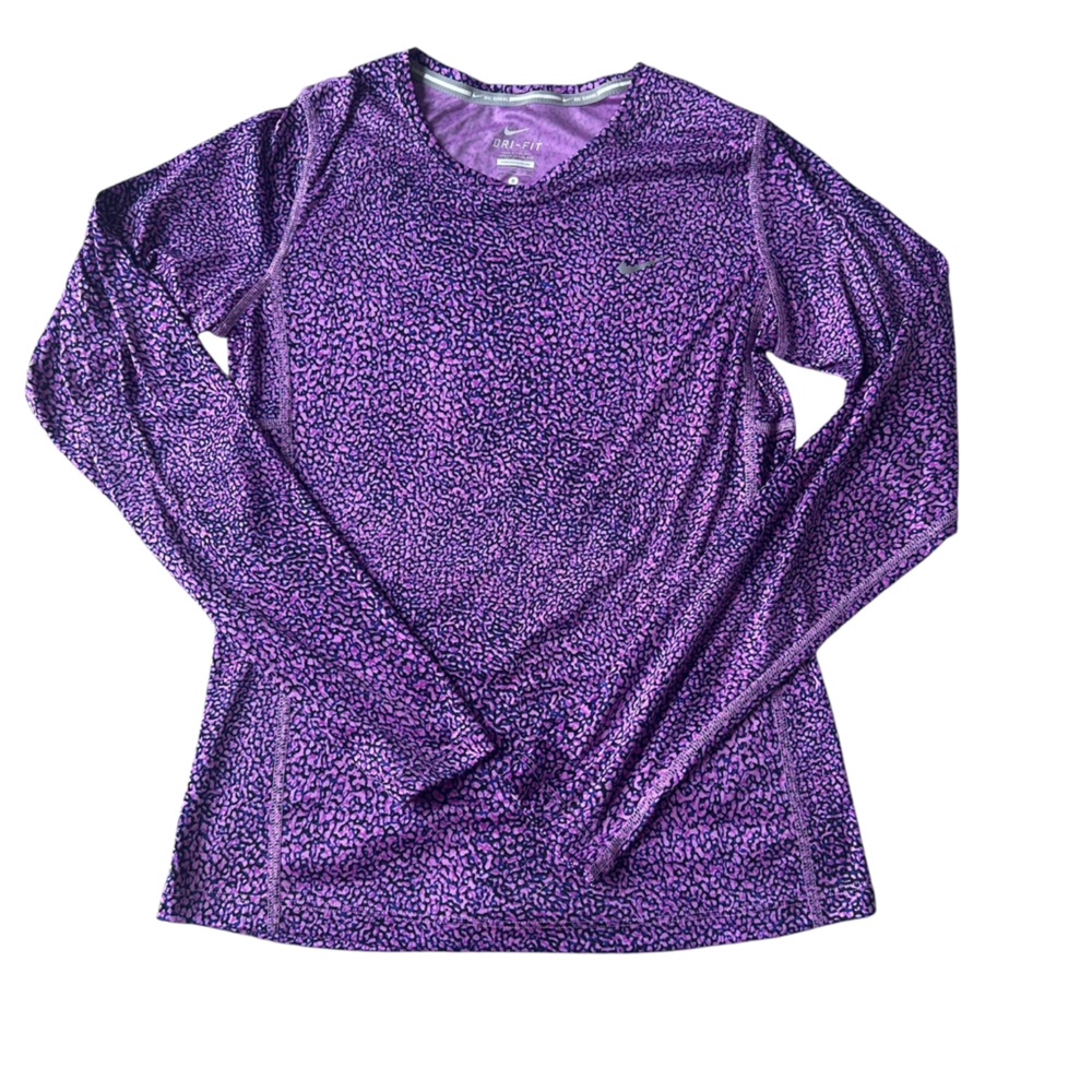Nike Dri-FIT Purple Abstract Long Sleeve Athletic Running Gym Top Small